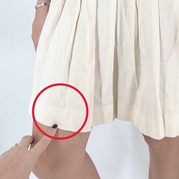 Vintage Express Cream Ivory Pleated Mini Skirt Size 7/8 Small - Picture 4 of 6